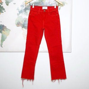 Current Elliot Size 23 Jeans Kick Flare-leg Cropped Cut Hem Fiery Red Stretchy